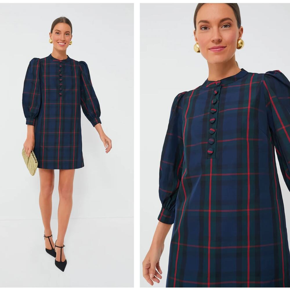 TUCKERNUCK x POMANDER PLACE Fraser Plaid Samantha Dress Navy Sz XXL NWT {DD27}